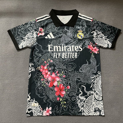 Maillot Real Madrid Édition Spéciale Dragon & Fleur — Noir