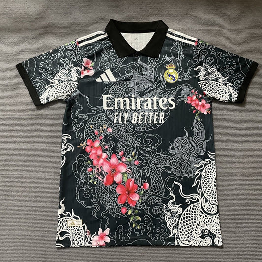 Maillot Real Madrid Édition Spéciale Dragon & Fleur — Noir